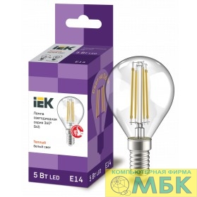 картинка Iek LLF-G45-5-230-30-E14-CL Лампа LED G45 шар прозр. 5Вт 230В 3000К E14 серия 360°     от магазина МБК