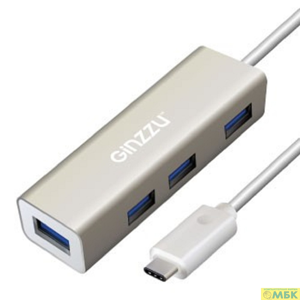 картинка HUB GR-518UB Ginzzu TYPE C, 4 порта USB3.0, 20см кабель  от магазина МБК