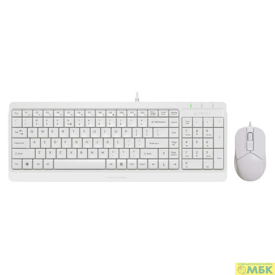 картинка Клавиатура + мышь A4Tech Fstyler F1512 клав:белый мышь:белый USB (F1512 WHITE) от магазина МБК