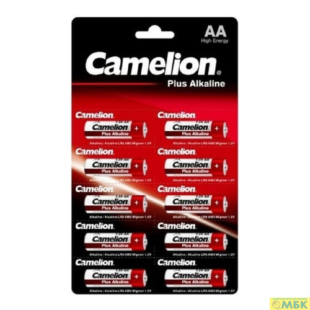 картинка Camelion Plus Alkaline BL1x10  LR6 отрывные (LR6-BP1x10P, батарейка,1.5В) (10 шт. в уп-ке) от магазина МБК