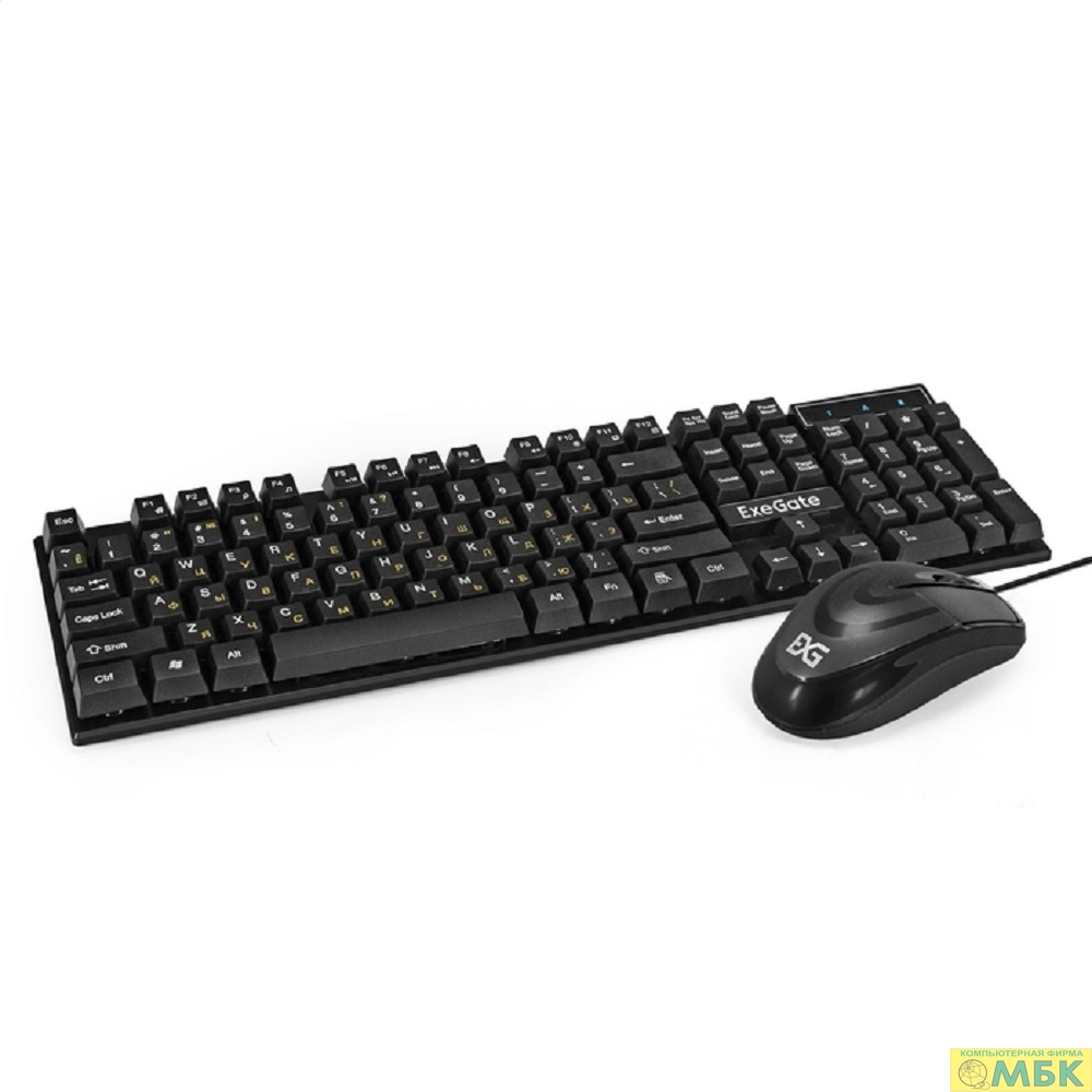 картинка Exegate EX295302RUS Комплект ExeGate Professional Standard Combo MK110 (клавиатура влагозащищенная 104кл. + мышь оптическая 1000dpi, 3 кнопки и колесо прокрутки, длина кабелей 1,5м; USB, черный, Color от магазина МБК