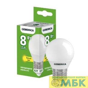 картинка IEK LL-G45-08-230-30-E27-G Лампа LED G45 шар 8Вт 230В 3000К E27 GENERICA от магазина МБК