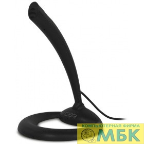 картинка CBR CBM 022 Black, Микрофон проводной настольный для использования с ПК, разъём мини-джек 3,5 мм, длина кабеля 1,8 м, регулировка угла наклона, цвет чёрный от магазина МБК