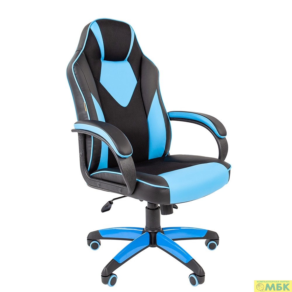 картинка Офисное кресло Chairman   game 17 Россия экопремиум черный/голубой (7024559) от магазина МБК