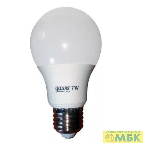 картинка GAUSS 23227A Светодиодная лампа LED Elementary A60 7W E27 540lm 4100K 1/10/100 0 от магазина МБК