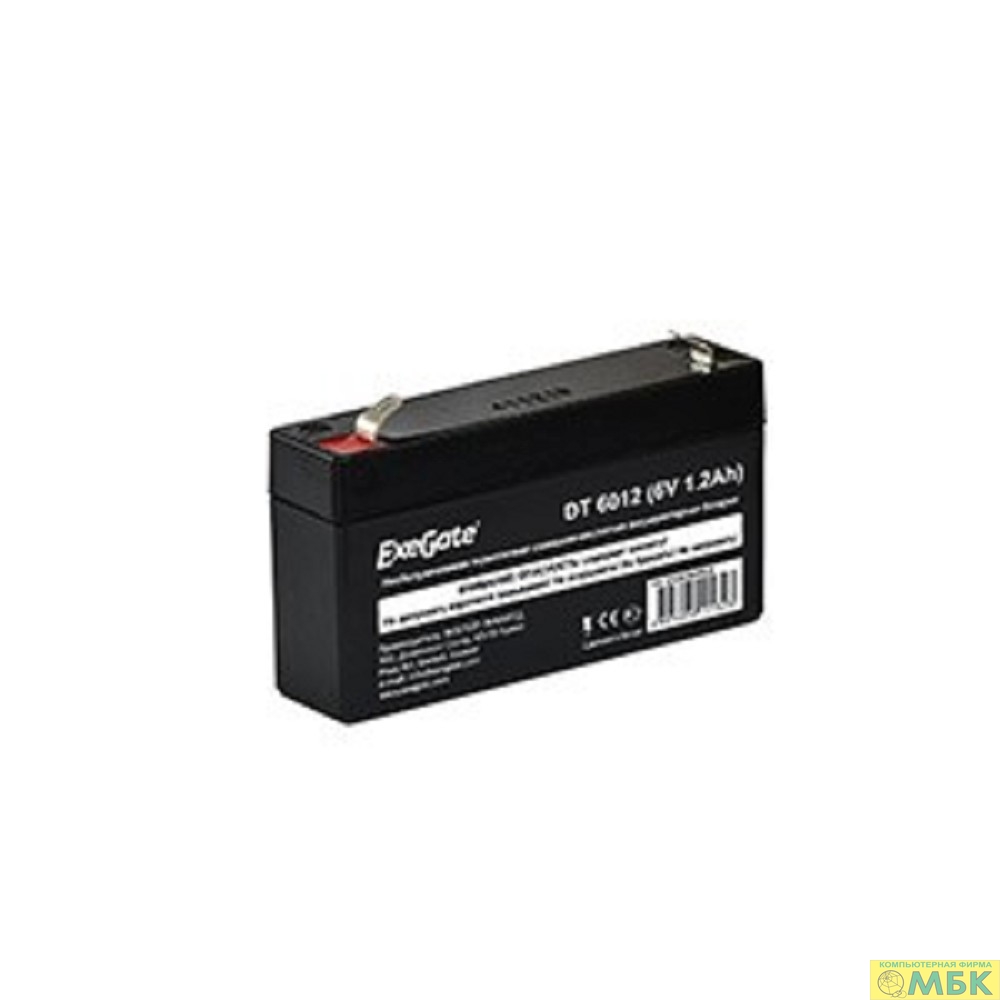картинка Exegate EX282944RUS Аккумуляторная батарея DT 6012 (6V 1.2Ah, клеммы F1) от магазина МБК