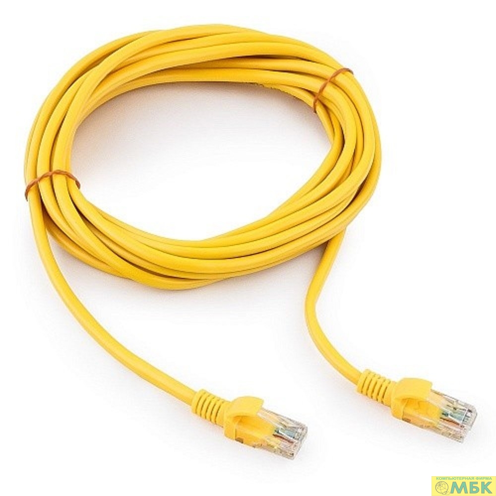 картинка Патч-корд UTP Cablexpert PP12-5M/Y кат.5e, 5м, литой, многожильный (жёлтый) от магазина МБК