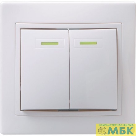 картинка Iek EVK21-K01-10-DM ВС10-2-1-КБ Выключатель 2кл с инд. 10А КВАРТА (белый) от магазина МБК