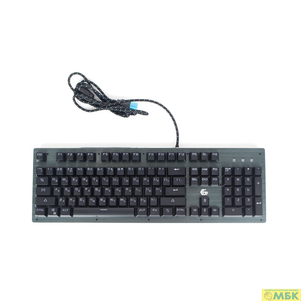 картинка Клавиатура игровая Gembird KB-G550L {USB, бирюзовый металлик, переключатели Outemu Blue, 104 клавиши, подсветка 7 цветов 20 режимов, FN, кабель тканевый 1.8м} от магазина МБК