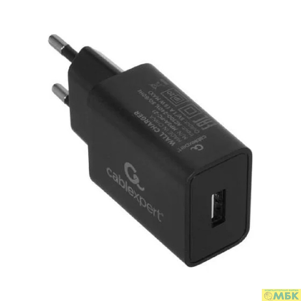 картинка Cablexpert Зарядное устройство 5Вт, 1А, 1xUSB, черный, пакет (MP3A-PC-21) от магазина МБК