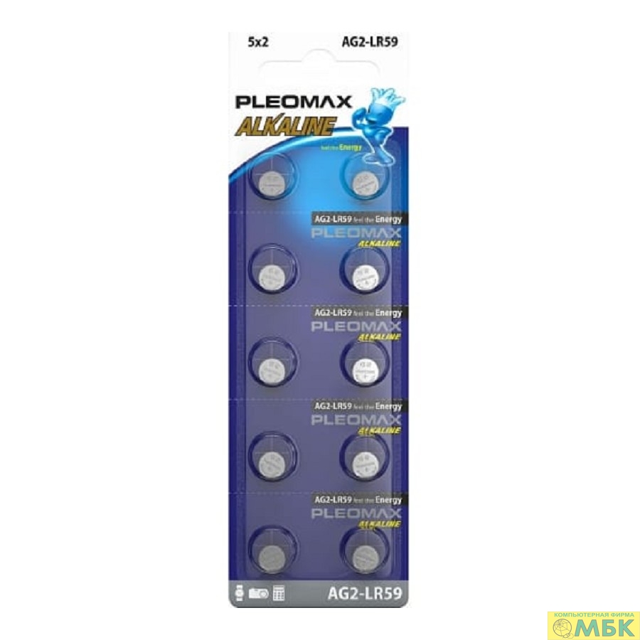картинка Pleomax AG2 (396) LR726, LR59 Button Cell (100/1000/98000) (10 шт. в уп-ке) от магазина МБК
