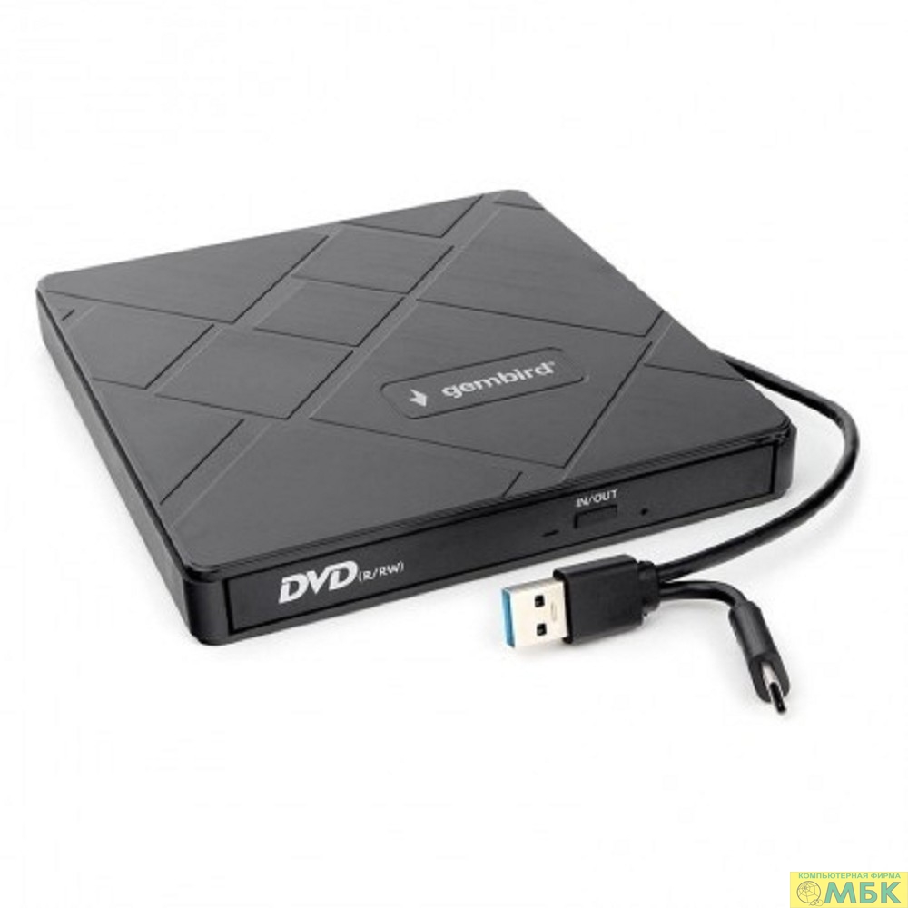 картинка USB 3.0  Gembird DVD-USB-04 пластик, со встроенным кардридером и хабом черный от магазина МБК