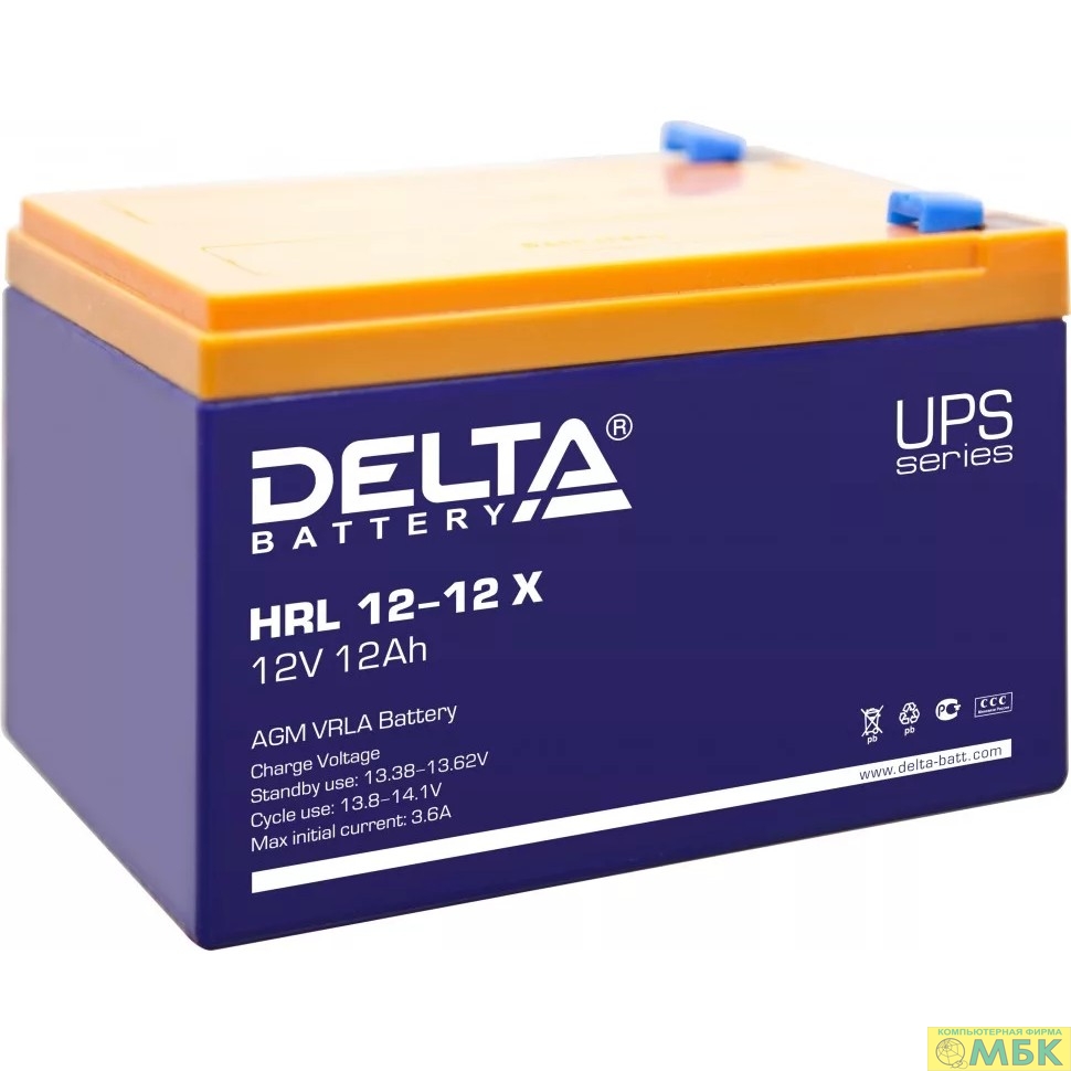 картинка Delta HRL 12-12 X (12А\ч, 12В) свинцово- кислотный  аккумулятор от магазина МБК