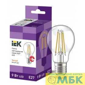 картинка Iek LLF-A60-9-230-30-E27-CL Лампа LED A60 шар прозр. 9Вт 230В 3000К E27 серия 360°     от магазина МБК