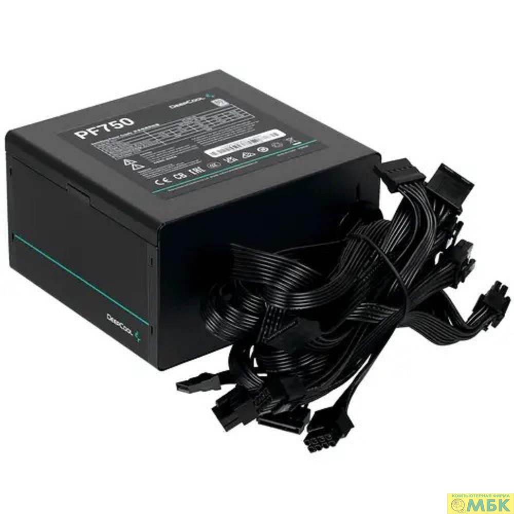 картинка Блок питания Deepcool ATX 750W PF750 80 PLUS (20+4pin) APFC 120mm fan 6xSATA RTL от магазина МБК
