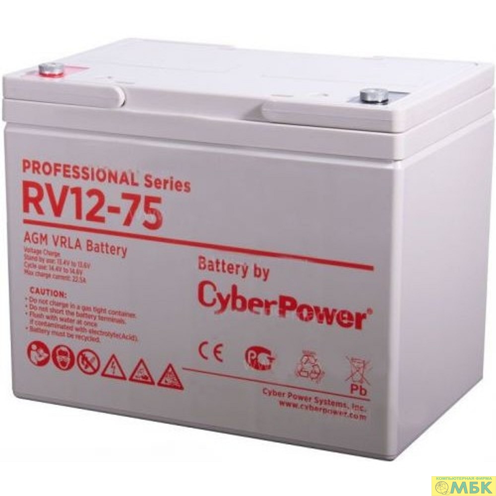 картинка CyberPower Аккумуляторная батарея RV 12-75 / 12 В 75 Ач от магазина МБК