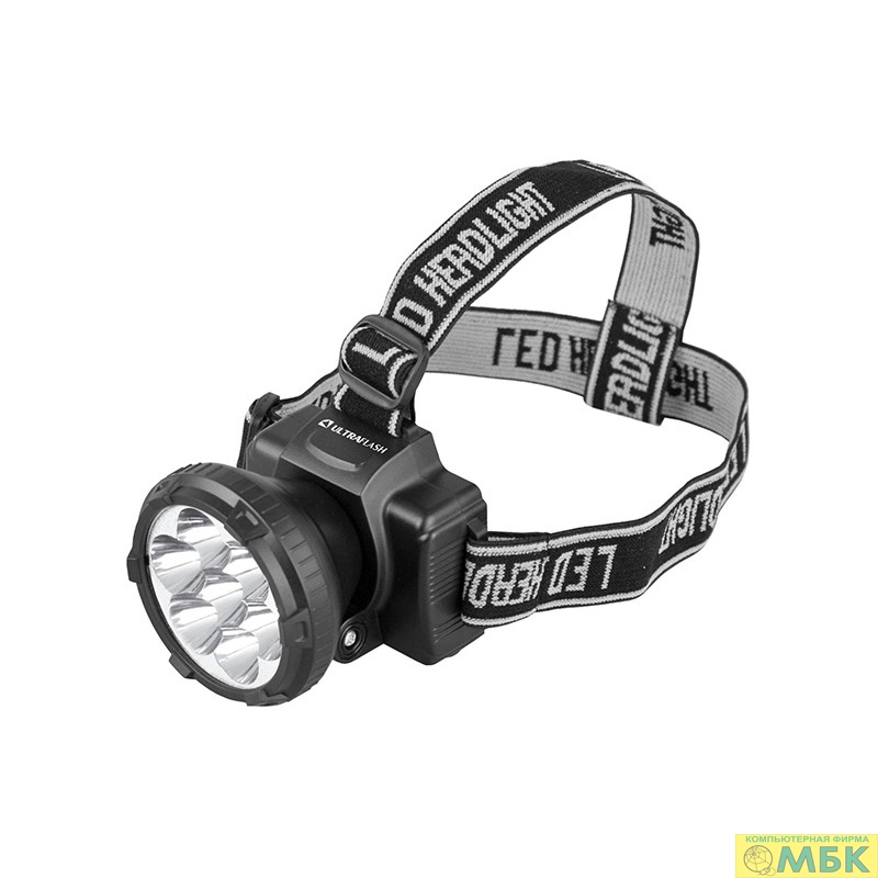 картинка Ultraflash LED5362 (фонарь налобн аккум 220В, черный, 7LED, 2 реж, пласт, бокс) от магазина МБК