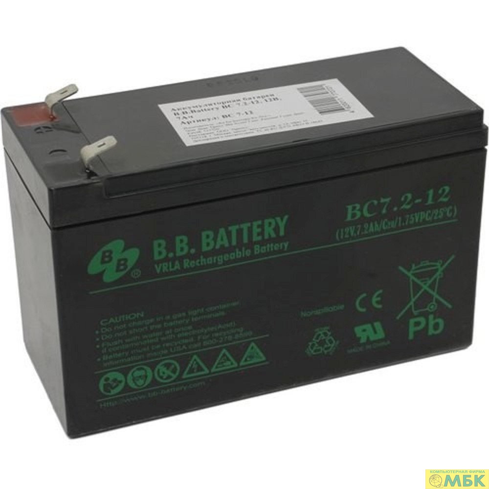 картинка B.B. Battery Аккумулятор BC 7.2-12  (12V 7,2Ah) от магазина МБК