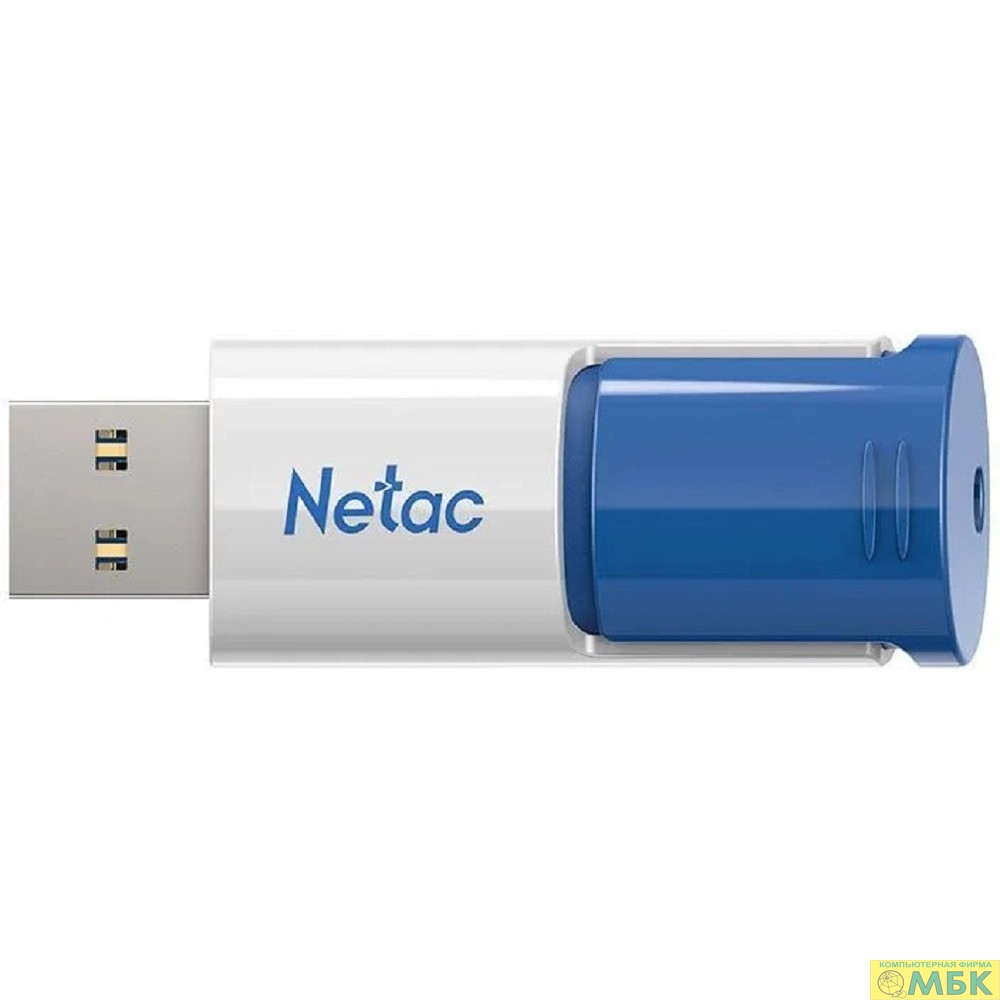 картинка Netac USB Drive 512GB U182 Blue  <NT03U182N-512G-30BL>, USB3.0, сдвижной корпус, пластиковая бело-синяя от магазина МБК
