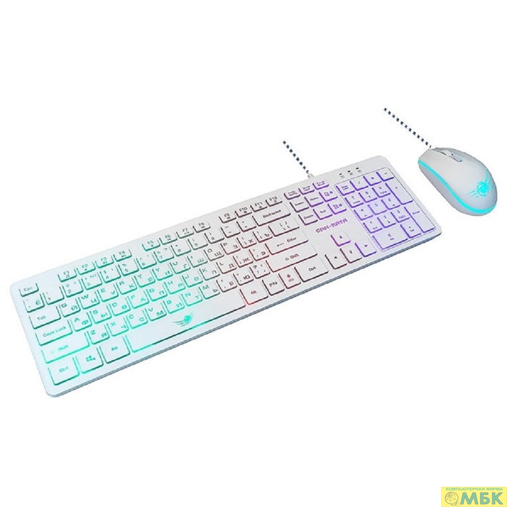 картинка Dialog Проводной игровой набор KMGK-1707U WHITE Gan-Kata - клавиатура + опт. мышь с RGB подсветкой от магазина МБК