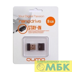 картинка USB 2.0 QUMO 8GB NANO [QM8GUD-NANO-B] Black от магазина МБК