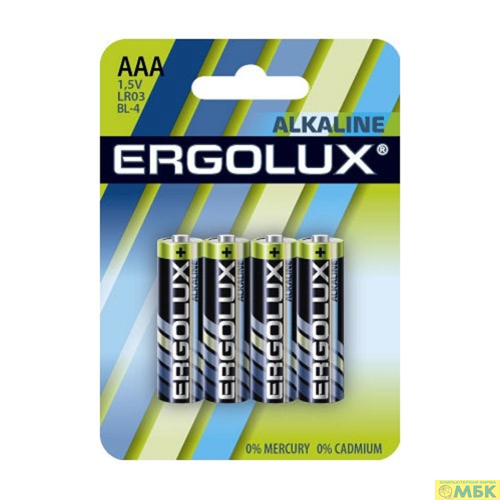 картинка Ergolux  LR03 Alkaline BL-4 (LR03 BL-4, батарейка,1.5В) (4 шт. в уп-ке) от магазина МБК