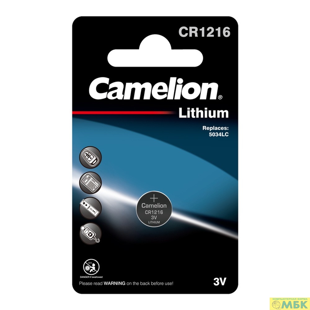картинка Camelion CR1216 BL-1 (CR1216-BP1, батарейка литиевая,3V) от магазина МБК