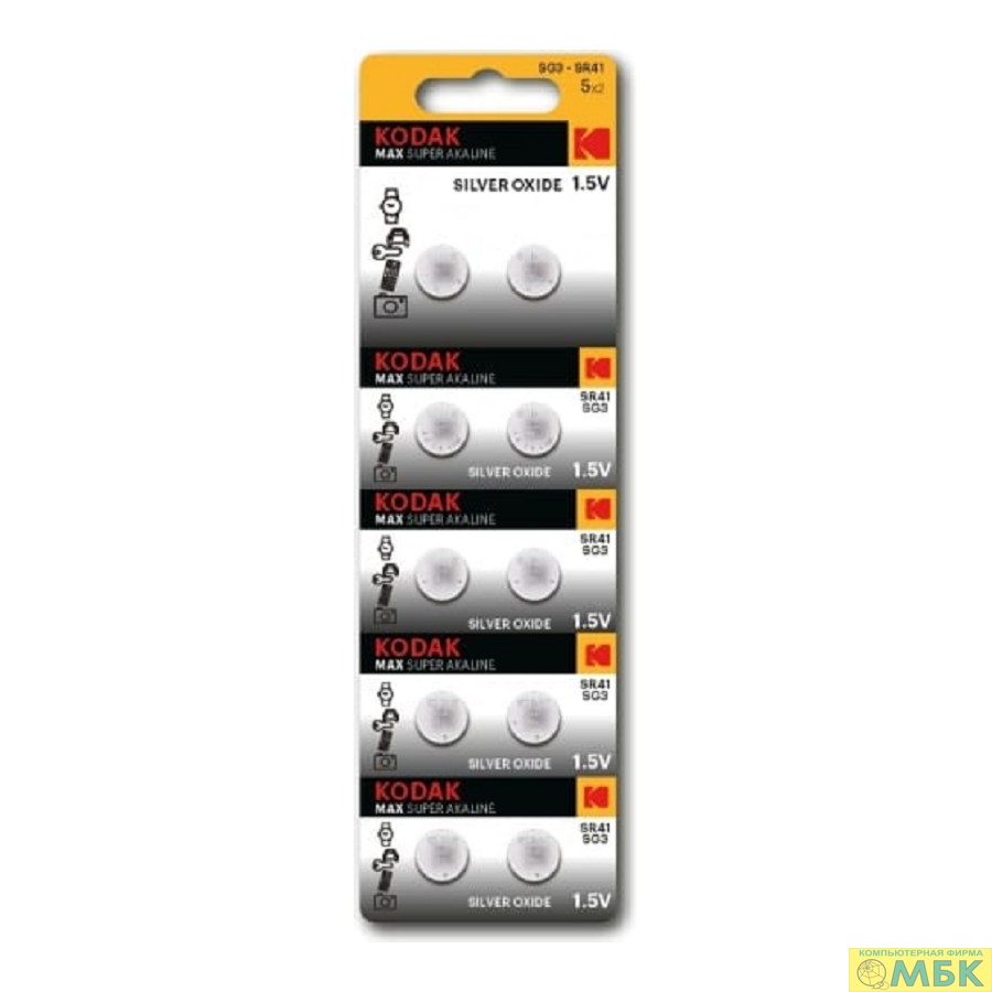 картинка Kodak SG3 (392) SR736, SR41 Max Silver Oxid Button Cell (10/100/2000) (10 шт. в уп-ке) от магазина МБК