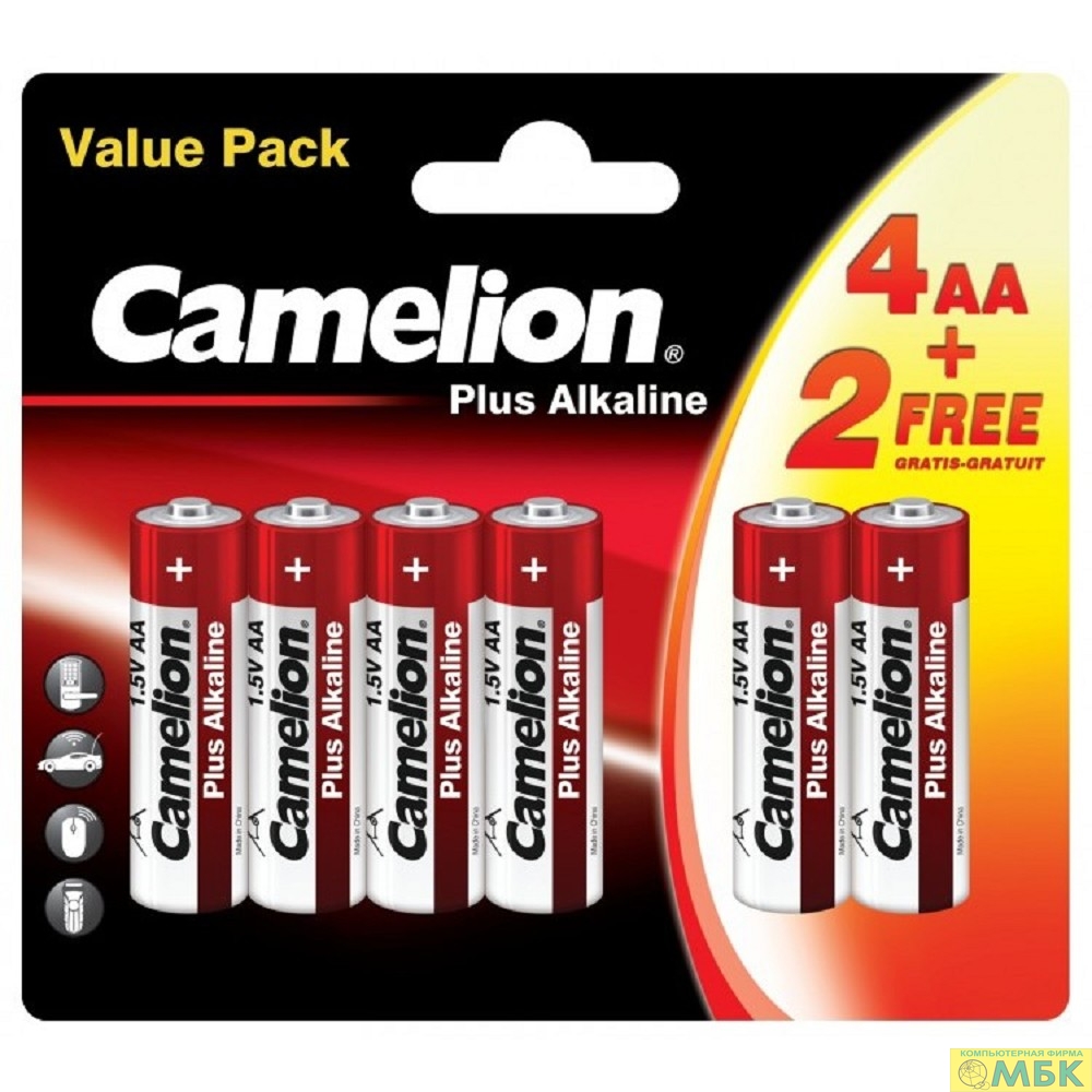 картинка Camelion  LR6  Plus Alkaline 4+2 (4+2LR6-BP, батарейка,1.5В) от магазина МБК