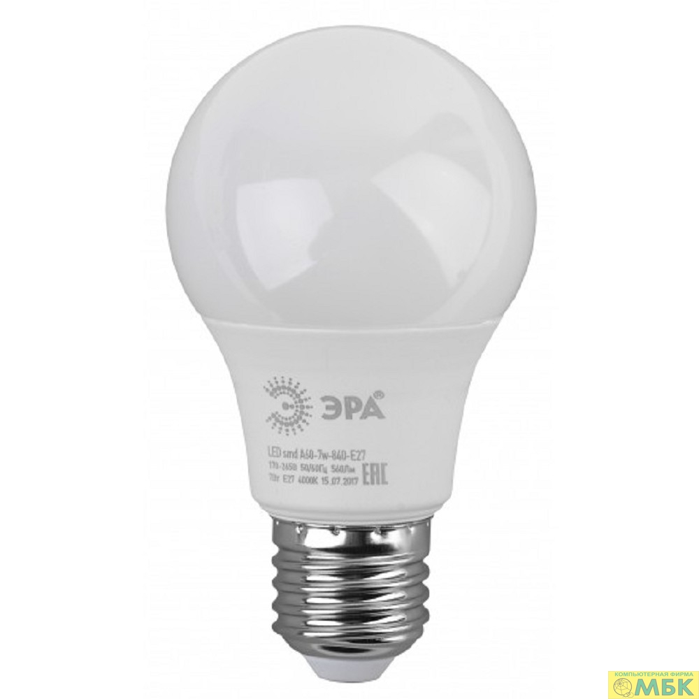 картинка ЭРА Б0029820 Лампочка светодиодная STD LED A60-7W-840-E27 E27 / Е27 7Вт груша нейтральный белый свет  от магазина МБК