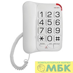 картинка TEXET TX-201 белый { проводной, повторный набор номера, кнопка выключения микрофона, регулятор громкости звонка, белый} от магазина МБК