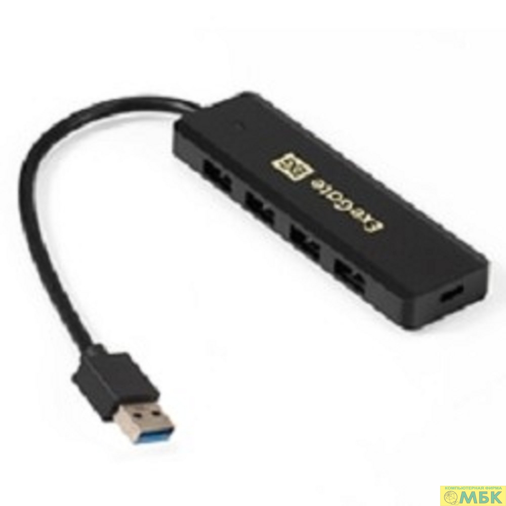 картинка Exegate EX293980RUS USB-Хаб (концентратор) ExeGate DUB-4P/1 (кабель-адаптер USB3.0 --> 4xUSB3.0, Plug&Play, черный) от магазина МБК