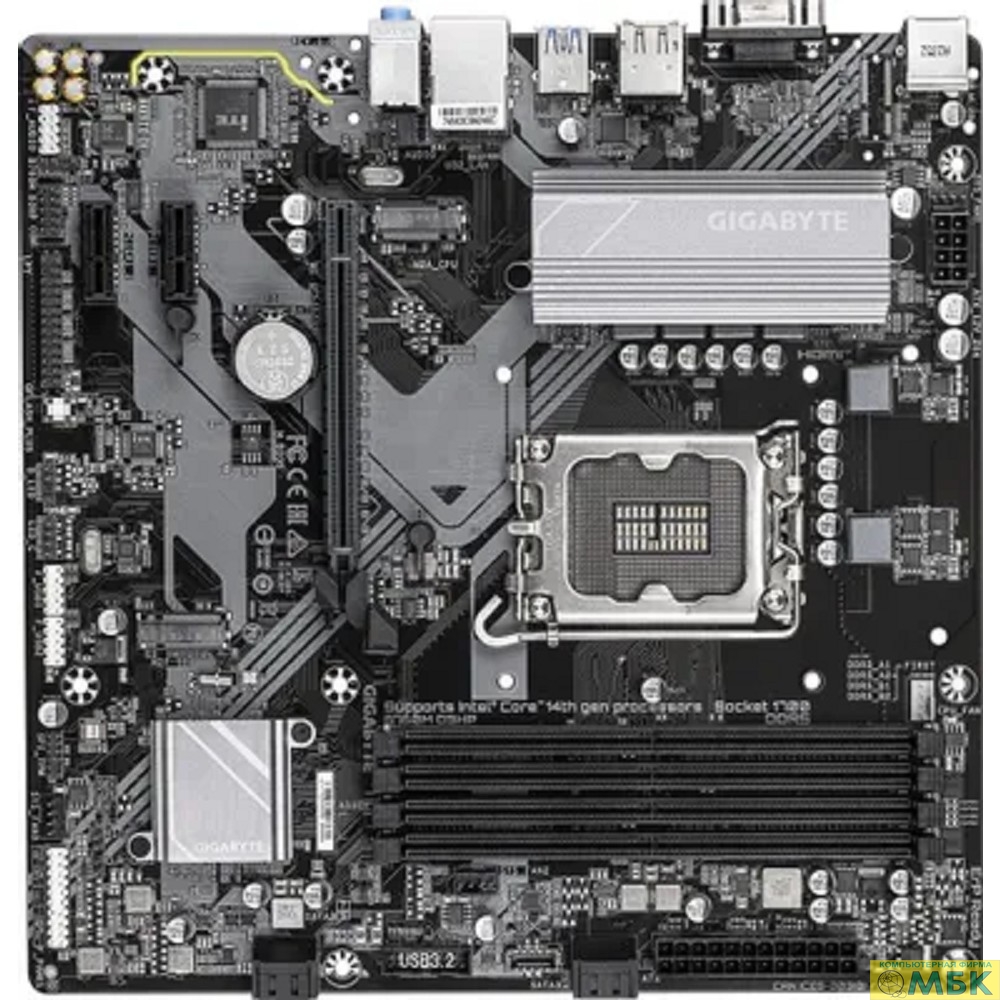 картинка Gigabyte B760M D3HP {LGA1700, B760, 4*DDR5, 4*SATA, 2*M.2, 3*USB 3.2, 2*USB 2.0, 1*PCIx16, 2*PCIx1, D-Sub+HDMI+DP, mATX} RTL от магазина МБК