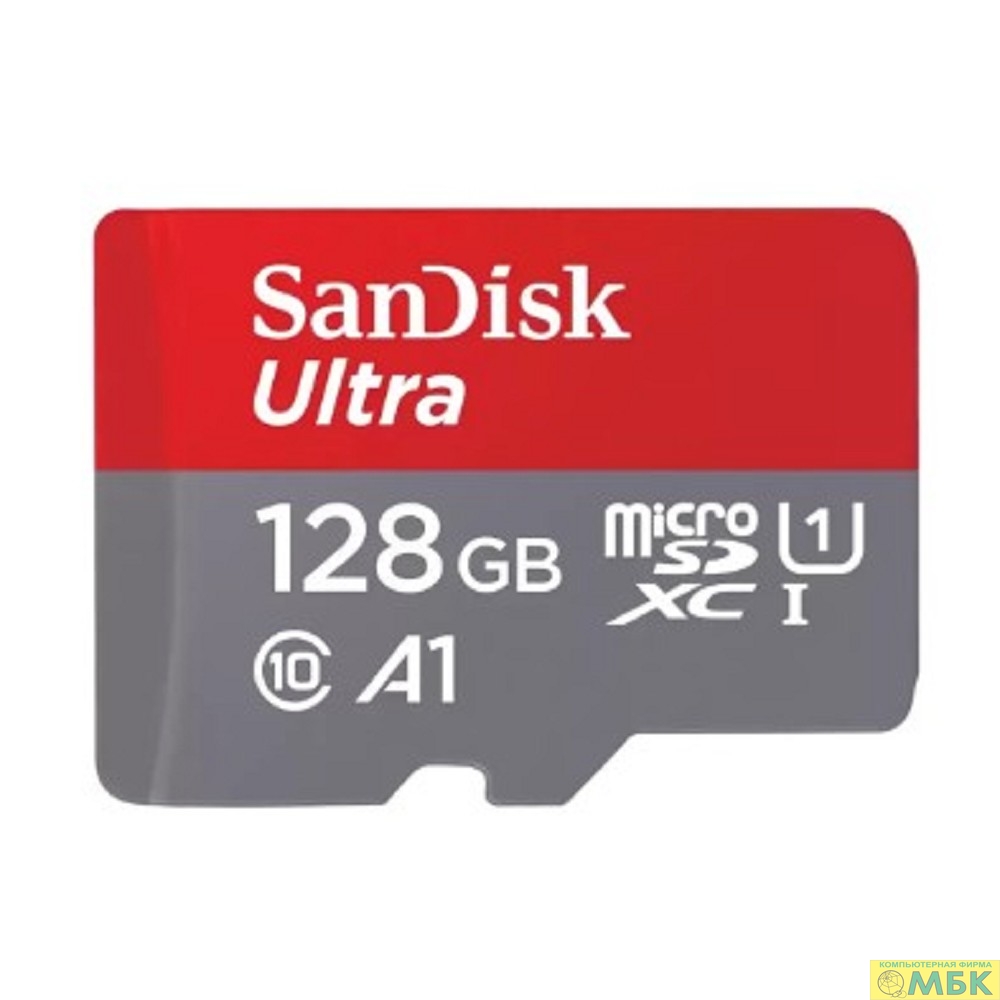 картинка Micro SecureDigital 128GB SanDisk Ultra Class 10, UHS-I, R 140 МБ/с, <SDSQUAB-128G-GN6MN> без адаптера SD от магазина МБК