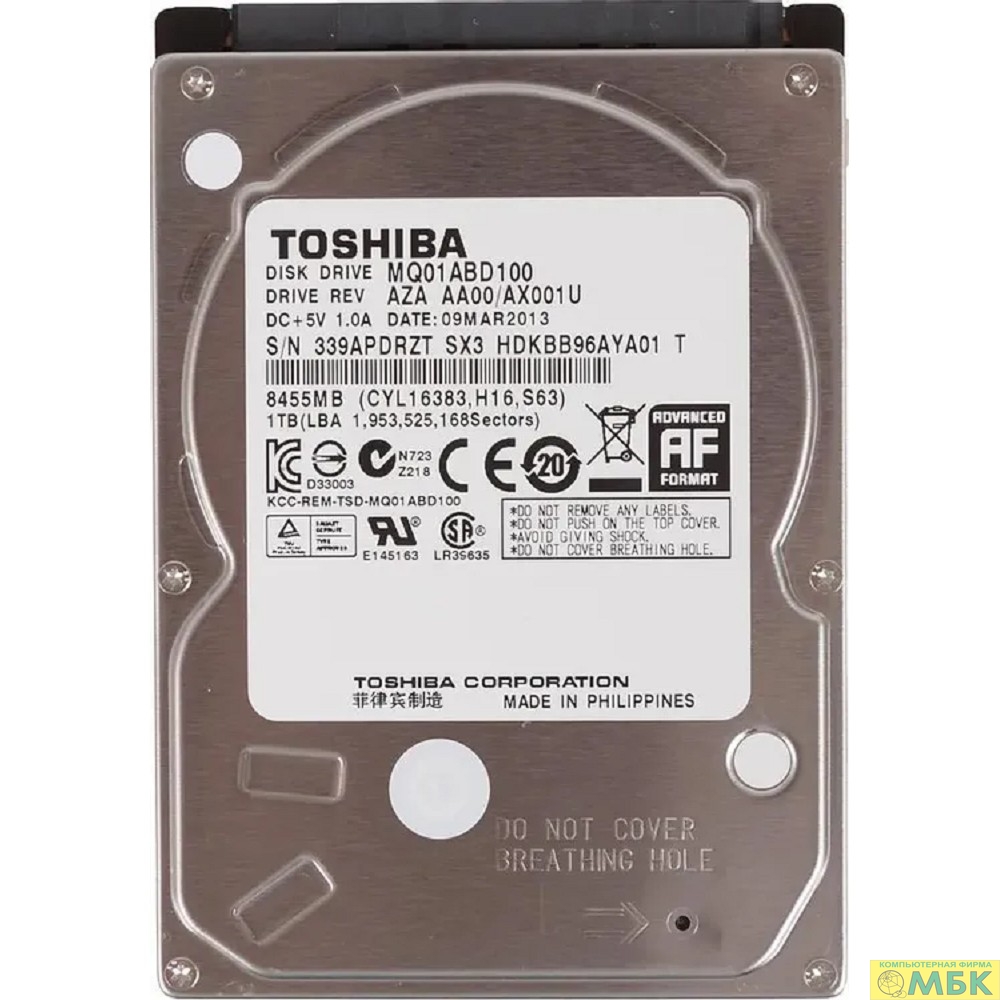картинка 1TB Toshiba (MQ01ABD100) {Serial ATA II, 5400 rpm, 8Mb buffer, 2.5"} от магазина МБК