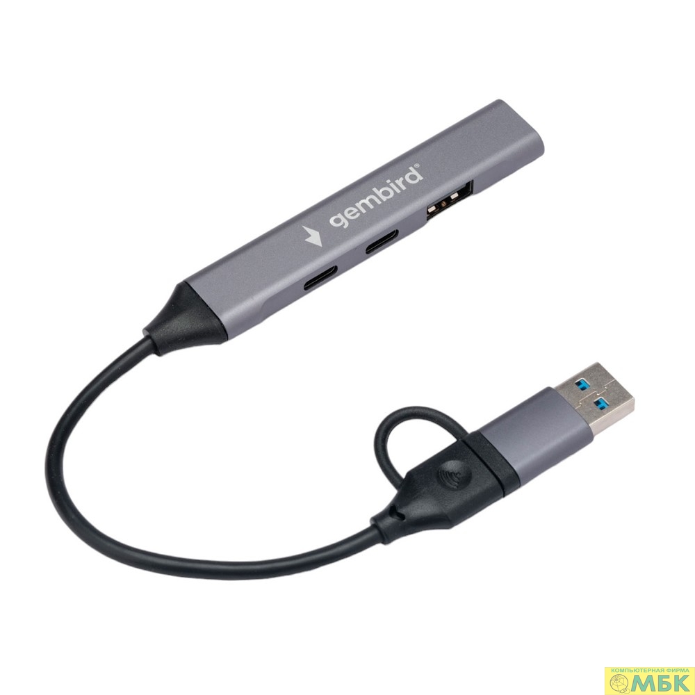картинка Разветвитель USB 3.0/2.0 Gembird, 4 порта: 2xType-C, 1xUSB 3.0, 1xUSB 2.0, кабель Type-C+USB (UHB-C444) от магазина МБК