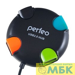картинка Perfeo USB-HUB 4 Port, (PF-VI-H020 Black) чёрный от магазина МБК