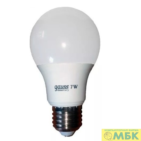 картинка GAUSS 23217A Светодиодная лампа LED Elementary A60 7W E27 520lm 2700K 1/10/100 0 от магазина МБК