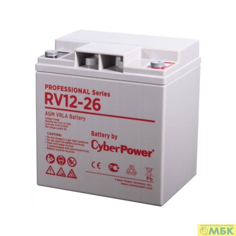 картинка CyberPower Аккумуляторная батарея RV 12-26 12V/26Ah от магазина МБК