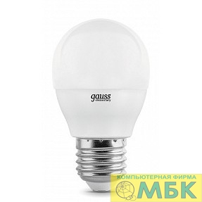 картинка GAUSS 53226 Светодиодная лампа LED Elementary Шар 6W E27 450lm 4100K 1/10/100 0 от магазина МБК
