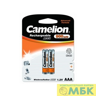 картинка Camelion   AAA- 900mAh Ni-Mh BL-2 (NH-AAA900BP2, аккумулятор,1.2В)  (2 шт. в уп-ке) от магазина МБК