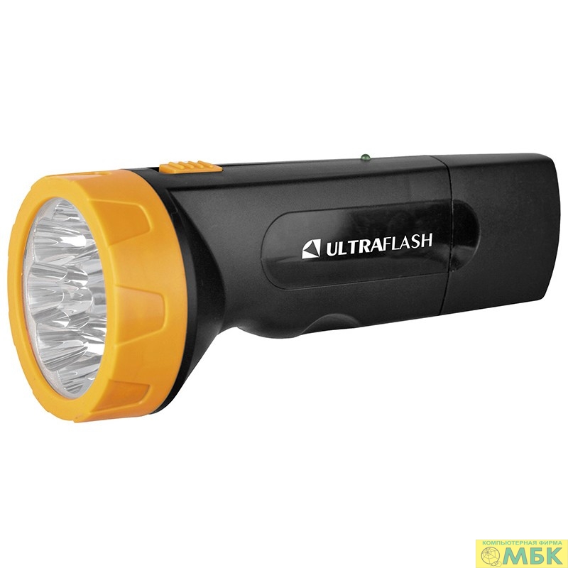 картинка Ultraflash LED3829   (фонарь аккум 220В, черн /желт, 9 LED, SLA, пластик, коробка) от магазина МБК
