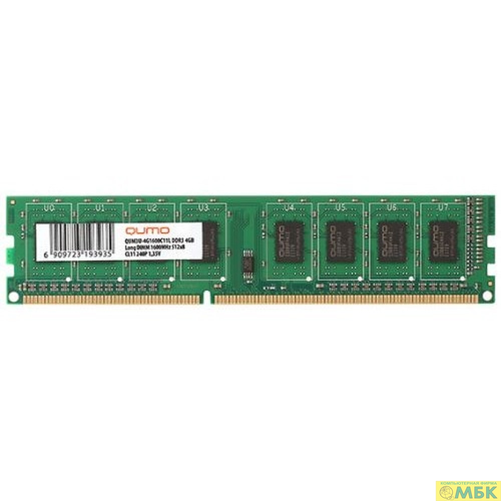 картинка QUMO DDR3 DIMM 8GB (PC3-12800) 1600MHz QUM3U-8G1600C11L 1.35V от магазина МБК
