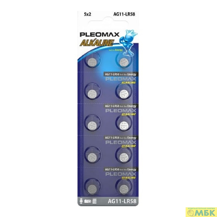 картинка Pleomax AG11 (361) LR721, LR58 Button Cell (100/1000/98000) (10 шт. в уп-ке) от магазина МБК