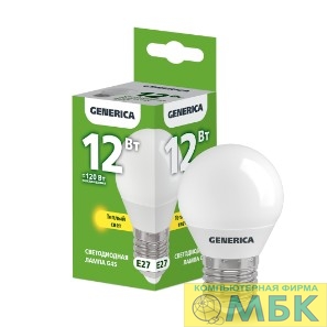 картинка IEK LL-G45-12-230-30-E27-G Лампа LED G45 шар 12Вт 230В 3000К E27 GENERICA от магазина МБК