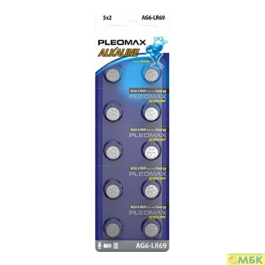 картинка Pleomax AG6 (370) LR920, LR69 Button Cell (100/1000/98000) (10 шт. в уп-ке) от магазина МБК