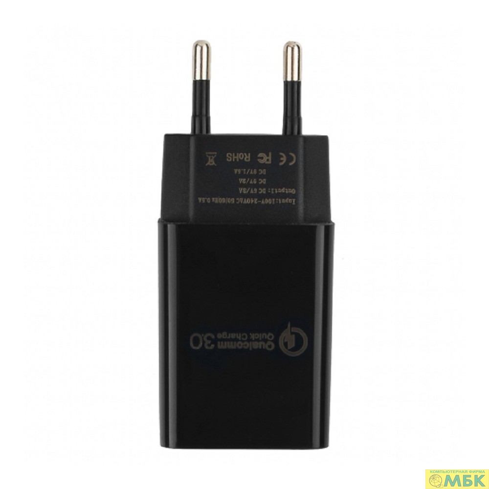 картинка Cablexpert Адаптер питания, Qualcomm QC 3.0, 100/220V - 1 USB порт 5/9/12V, черный (MP3A-PC-17) от магазина МБК