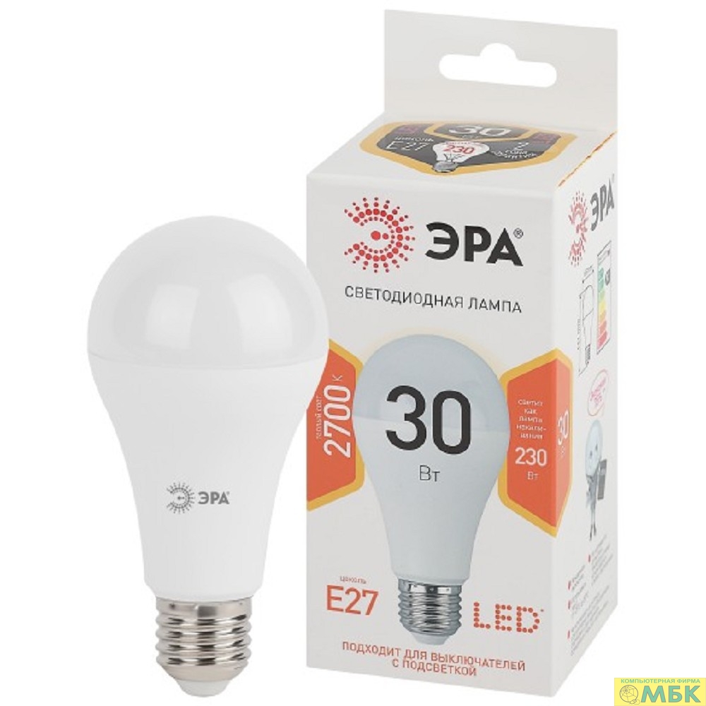 картинка ЭРА Б0048015 Лампочка светодиодная STD LED A65-30W-827-E27 E27 / Е27 30Вт груша теплый белый свет  от магазина МБК