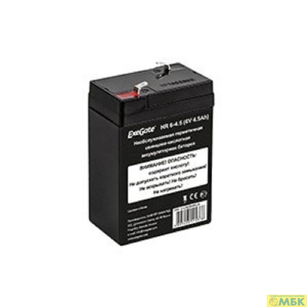 картинка Exegate EX282949RUS Аккумуляторная батарея HR 6-4.5 (6V 4.5Ah, клеммы F1) от магазина МБК