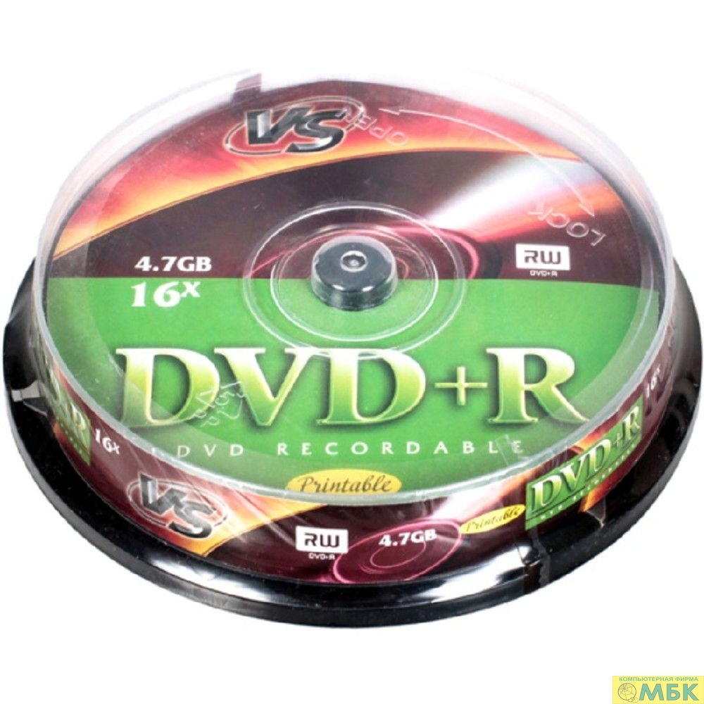 картинка Диски VS DVD+R 4,7 GB 16x CB/10 Ink Print (620557) от магазина МБК